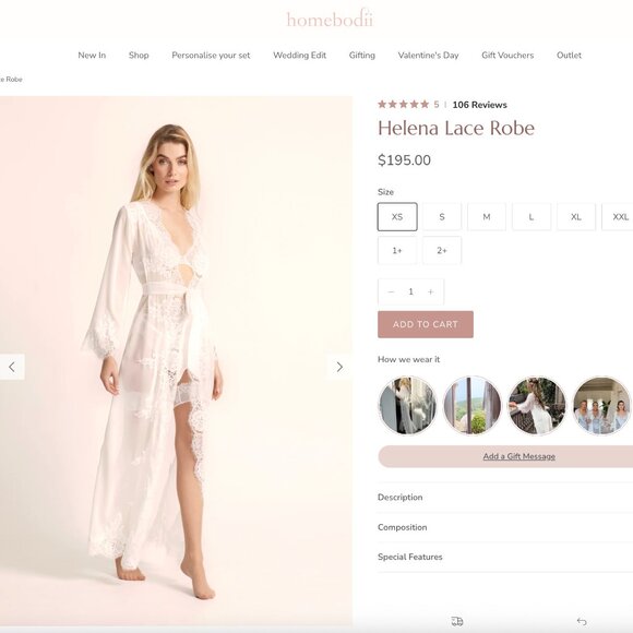 Homebodii Helena Lace Robe - Picture 2 of 3